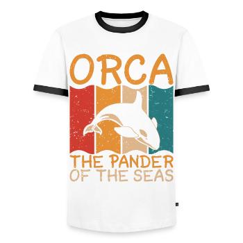 Orque Biologiste marin Épaulard épaulard - T-shirt contrasté Homme - blanc/noir - Devant - AI Model Female 172 light (172cm) & AI Model Male 178 dark (178cm)
