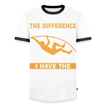 Stabhochsprung Stabspringer Leichtathletik - Männer Kontrast-T-Shirt - Weiß/Schwarz - Vorne - AI Model Female 172 light (172cm) & AI Model Male 178 dark (178cm)