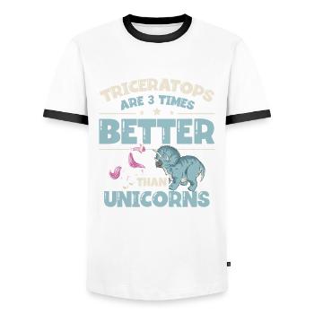 Triceratops Sind Dreimal Besser Als Einhörner - Männer Kontrast-T-Shirt - Weiß/Schwarz - Vorne - AI Model Female 172 light (172cm) & AI Model Male 178 dark (178cm)