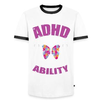Adhs It Is Another Disability - Men's Ringer Shirt - white/black - Front - AI Model Female 172 light (172cm) & AI Model Male 178 dark (178cm)