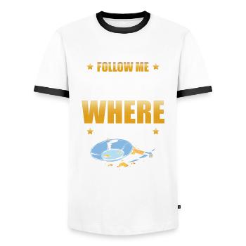 I know where to pan gold Gold Prospector - Men's Ringer Shirt - white/black - Front - AI Model Female 172 light (172cm) & AI Model Male 178 dark (178cm)