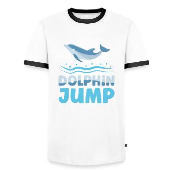Dolphin Jump Biologiste marin Animal aquatique - T-shirt contrasté Homme - blanc/noir - Devant - AI Model Female 172 light (172cm) & AI Model Male 178 dark (178cm)