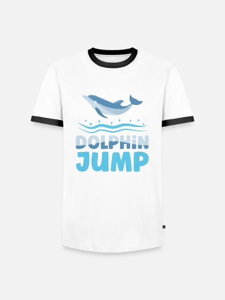 Dolphin Jump Meeresbiologe Wassertier - Männer Kontrast-T-Shirt - Weiß/Schwarz