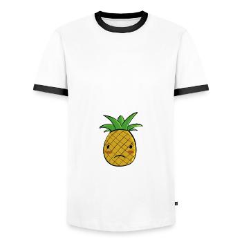 No Hugs Cute Pineapple Lover Tropical Fruit - Men's Ringer Shirt - white/black - Front - AI Model Female 172 light (172cm) & AI Model Male 178 dark (178cm)