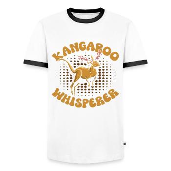 Känguruflüsterer Wallaby Australia Wildlife - Männer Kontrast-T-Shirt - Weiß/Schwarz - Vorne - AI Model Female 172 light (172cm) & AI Model Male 178 dark (178cm)