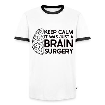 Brain Surgery Joke Brain Surgery Awareness Gift - Men's Ringer Shirt - white/black - Front - AI Model Female 172 light (172cm) & AI Model Male 178 dark (178cm)