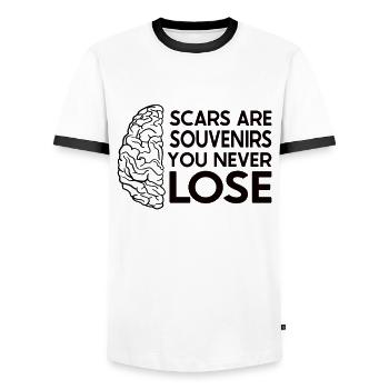 Brain Surgery Joke Brain Surgery Awareness Gift - Men's Ringer Shirt - white/black - Front - AI Model Female 172 light (172cm) & AI Model Male 178 dark (178cm)