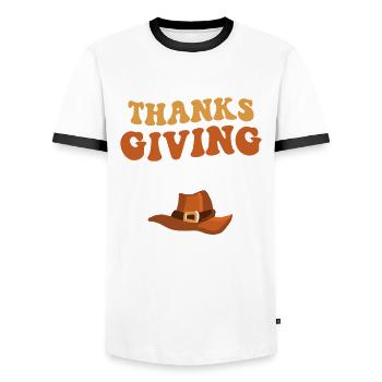 Thanksgiving Turquie Reconnaissante Thanksgiving - T-shirt contrasté Homme - blanc/noir - Devant - AI Model Female 172 light (172cm) & AI Model Male 178 dark (178cm)