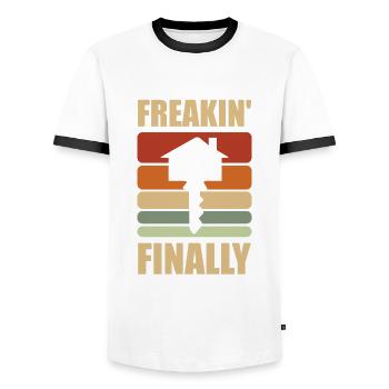 Freakin' Endlich Hauseigentümer Einweihungsparty - Männer Kontrast-T-Shirt - Weiß/Schwarz - Vorne - AI Model Female 172 light (172cm) & AI Model Male 178 dark (178cm)