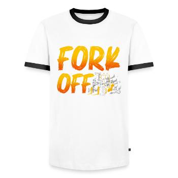 Magasinier d’entreposage à fourche - T-shirt contrasté Homme - blanc/noir - Devant - AI Model Female 172 light (172cm) & AI Model Male 178 dark (178cm)