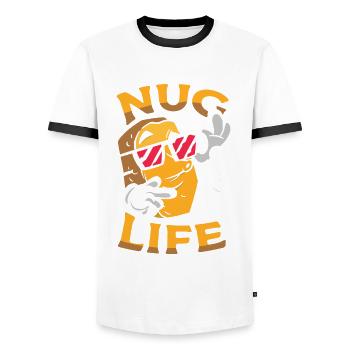 Nug Life Nuggies Tendies Snack Chicken Nugget - Männer Kontrast-T-Shirt - Weiß/Schwarz - Vorne - AI Model Female 172 light (172cm) & AI Model Male 178 dark (178cm)
