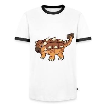 Kawaii Ankylosaurus - Men's Ringer Shirt - white/black - Front - AI Model Female 172 light (172cm) & AI Model Male 178 dark (178cm)