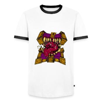 Drawing of a Mimic - Men's Ringer Shirt - white/black - Front - AI Model Female 172 light (172cm) & AI Model Male 178 dark (178cm)