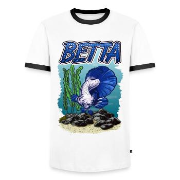 Betta Fish Aquarium For Fish Keepers - Men's Ringer Shirt - white/black - Front - AI Model Female 172 light (172cm) & AI Model Male 178 dark (178cm)