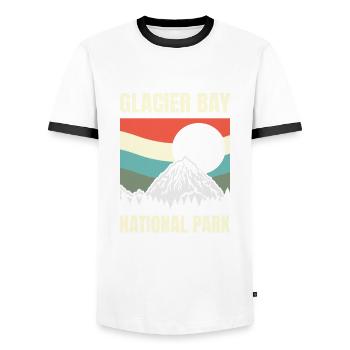 Glacier Bay National Park Alaskan Usa-state Alaska - Men's Ringer Shirt - white/black - Front - AI Model Female 172 light (172cm) & AI Model Male 178 dark (178cm)