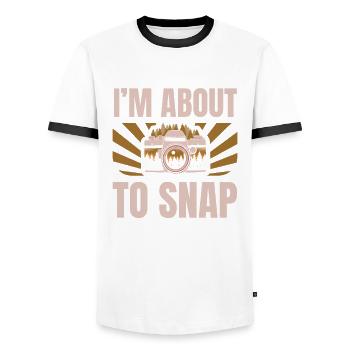Je suis en train d’embaucher le photographe caméraman-objectif - T-shirt contrasté Homme - blanc/noir - Devant - AI Model Female 172 light (172cm) & AI Model Male 178 dark (178cm)