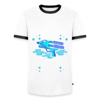 Ich Träume Davon, Eine Wasserpistole Gegen Eine - Männer Kontrast-T-Shirt - Weiß/Schwarz - Vorne - AI Model Female 172 light (172cm) & AI Model Male 178 dark (178cm)