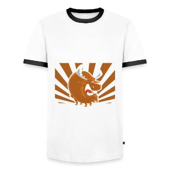Papa Elch Wildlife Animal Alces Deer Vatertag - Männer Kontrast-T-Shirt - Weiß/Schwarz - Vorne - AI Model Female 172 light (172cm) & AI Model Male 178 dark (178cm)