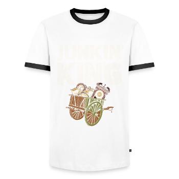 Junkin' King Antique Collector Antiques - Men's Ringer Shirt - white/black - Front - AI Model Female 172 light (172cm) & AI Model Male 178 dark (178cm)