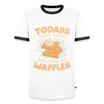 La bonne humeur d’aujourd’hui propulsée par les gaufres Foodie - T-shirt contrasté Homme - blanc/noir - Devant - AI Model Female 172 light (172cm) & AI Model Male 178 dark (178cm)