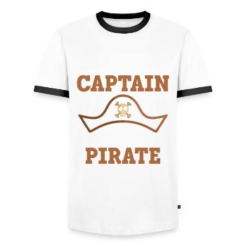Work like a captain, play like a - Men's Ringer Shirt - white/black - Front - AI Model Female 172 light (172cm) & AI Model Male 178 dark (178cm)