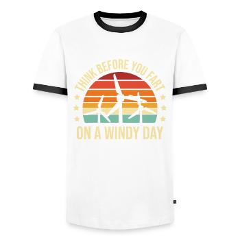 Denken Sie Nach, Bevor Sie An Einem Windigen Tag - Männer Kontrast-T-Shirt - Weiß/Schwarz - Vorne - AI Model Female 172 light (172cm) & AI Model Male 178 dark (178cm)
