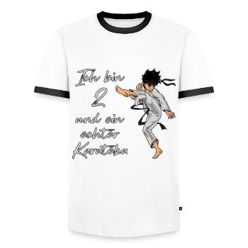 Ich bin 2 - Jungen Karate - Männer Kontrast-T-Shirt - Weiß/Schwarz - Vorne - AI Model Female 172 light (172cm) & AI Model Male 178 dark (178cm)