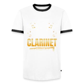 Clarinette Eat Sleep Clarinettiste répétitif - T-shirt contrasté Homme - blanc/noir - Devant - AI Model Female 172 light (172cm) & AI Model Male 178 dark (178cm)