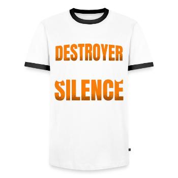 Destroyer Of Silence clarinetist clarinetist - Men's Ringer Shirt - white/black - Front - AI Model Female 172 light (172cm) & AI Model Male 178 dark (178cm)