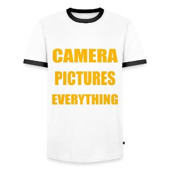Camera Cameraman Image Photography Photographer - Men's Ringer Shirt - white/black - Front - AI Model Female 172 light (172cm) & AI Model Male 178 dark (178cm)