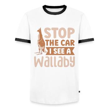 Stoppen Sie Das Auto, Das Ich Ein - Männer Kontrast-T-Shirt - Weiß/Schwarz - Vorne - AI Model Female 172 light (172cm) & AI Model Male 178 dark (178cm)