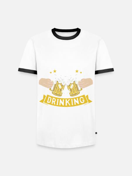 Junggesellenabschied Trinken Team Biertrinker - Männer Kontrast-T-Shirt - Weiß/Schwarz
