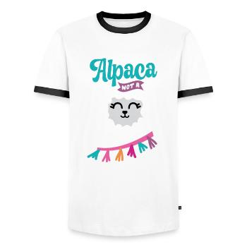 Alpaca is not a - Men's Ringer Shirt - white/black - Front - AI Model Female 172 light (172cm) & AI Model Male 178 dark (178cm)