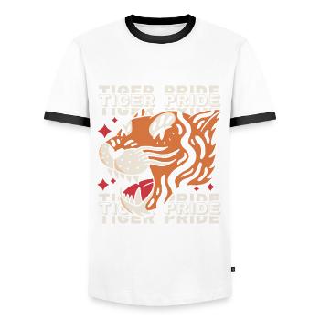 Tiger Pride Safari Wildlife Animal Care - Men's Ringer Shirt - white/black - Front - AI Model Female 172 light (172cm) & AI Model Male 178 dark (178cm)