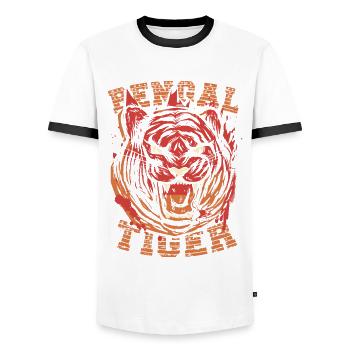 Bengal Tiger Whisperer Safari Wildlife Zookeeping - Men's Ringer Shirt - white/black - Front - AI Model Female 172 light (172cm) & AI Model Male 178 dark (178cm)