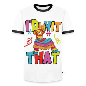 J’avais frappé cette Pinata Mexican Cinco de Mayo Party - T-shirt contrasté Homme - blanc/noir - Devant - AI Model Female 172 light (172cm) & AI Model Male 178 dark (178cm)