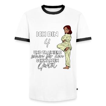 Ich bin 4 - Mädchen Karate - Männer Kontrast-T-Shirt - Weiß/Schwarz - Vorne - AI Model Female 172 light (172cm) & AI Model Male 178 dark (178cm)