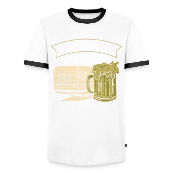 Vous savez ce qu’est la bière alcoolisée de camping - T-shirt contrasté Homme - blanc/noir - Devant - AI Model Female 172 light (172cm) & AI Model Male 178 dark (178cm)