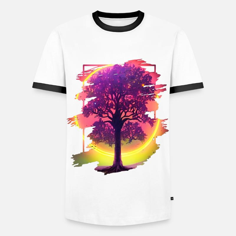Lebensbaum - Männer Kontrast-T-Shirt - Weiß/Schwarz