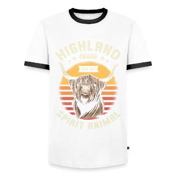 Hochlandkühe Sind Mein Geist-tier-gras-welpe - Männer Kontrast-T-Shirt - Weiß/Schwarz - Vorne - AI Model Female 172 light (172cm) & AI Model Male 178 dark (178cm)