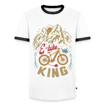 E-bike King Electric Bike Bike Cycling - Men's Ringer Shirt - white/black - Front - AI Model Female 172 light (172cm) & AI Model Male 178 dark (178cm)