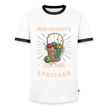 Wolle Häkeln Hobby Nähen Strickerin Stricken für - Männer Kontrast-T-Shirt - Weiß/Schwarz - Vorne - AI Model Female 172 light (172cm) & AI Model Male 178 dark (178cm)