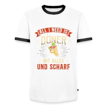 Kebab Dönerspieß Dönerladen Dürum Döner für Döner - Männer Kontrast-T-Shirt - Weiß/Schwarz - Vorne - AI Model Female 172 light (172cm) & AI Model Male 178 dark (178cm)