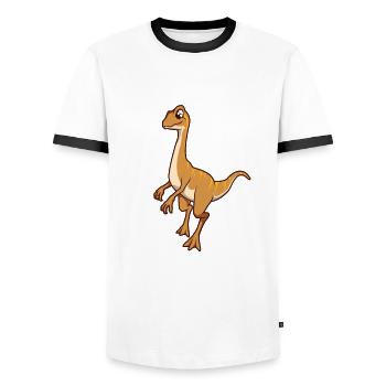 Kawaii Gallimimus - T-shirt contrasté Homme - blanc/noir - Devant - AI Model Female 172 light (172cm) & AI Model Male 178 dark (178cm)