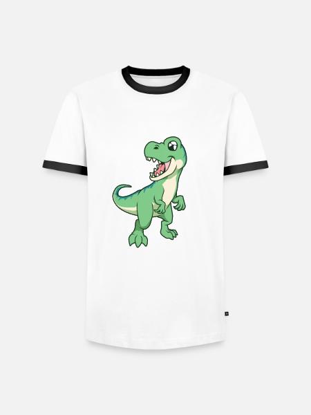 Kawaii TREX - Männer Kontrast-T-Shirt - Weiß/Schwarz