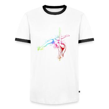 Colorful Pole Fitness Dancer - Men's Ringer Shirt - white/black - Front - AI Model Female 172 light (172cm) & AI Model Male 178 dark (178cm)