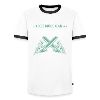 Waldarbeiter Kettensäge Herren Holzfäller für - Männer Kontrast-T-Shirt - Weiß/Schwarz - Vorne - AI Model Female 172 light (172cm) & AI Model Male 178 dark (178cm)