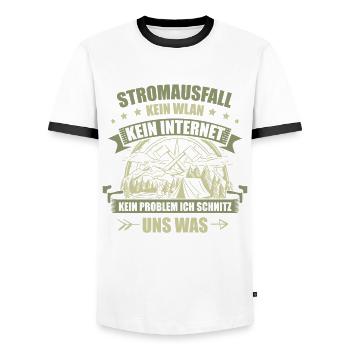 Survival Bushcrafting Natur Bushcraft für einen - Männer Kontrast-T-Shirt - Weiß/Schwarz - Vorne - AI Model Female 172 light (172cm) & AI Model Male 178 dark (178cm)