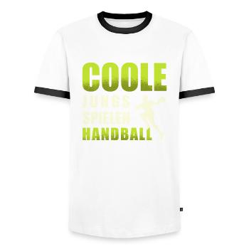 Handballspiel Handballerin Handball für einen - Männer Kontrast-T-Shirt - Weiß/Schwarz - Vorne - AI Model Female 172 light (172cm) & AI Model Male 178 dark (178cm)