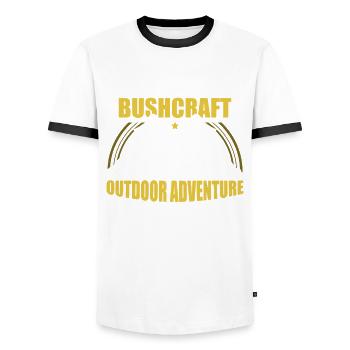 Survival Bushcrafting Nature Bushcraft for a - Men's Ringer Shirt - white/black - Front - AI Model Female 172 light (172cm) & AI Model Male 178 dark (178cm)